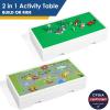 imageUTEX 3 in 1 Construction Play Table Compatible with Lego Rolling Kids Activity Train Table with Storage and Wheels Reversible Top Store Under Beds or Sofas