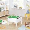imageUTEX 3 in 1 Kids Activity Table with Storage Kids Construction Play Table Compatible with Lego and Duplo Bricks Chess Table for Building Block Drawing Crafts