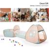 imageUTEX 3 in 1 Pop Up Play Tent with Tunnel Ball Pit for Kids Boys Girls Babies and Toddlers IndoorOutdoor PlayhousePink Green  Ball Pit