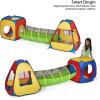 imageUTEX 3 in 1 Pop Up Play Tent with Tunnel Ball Pit for Kids Boys Girls Babies and Toddlers IndoorOutdoor PlayhouseRedYellow  Square Tent