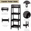 imageUTEX 4Tier Ladder Shelf Bathroom Shelf Freestanding 4Shelf Spacesaver Open Wood Shelving Unit Ladder Shelf WhiteEspresso