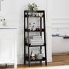 imageUTEX 4Tier Ladder Shelf Bathroom Shelf Freestanding 4Shelf Spacesaver Open Wood Shelving Unit Ladder Shelf WhiteEspresso