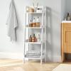 imageUTEX 4Tier Ladder Shelf Bathroom Shelf Freestanding 4Shelf Spacesaver Open Wood Shelving Unit Ladder Shelf WhiteWhite
