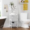imageUTEX 4Tier Ladder Shelf Bathroom Shelf Freestanding 4Shelf Spacesaver Open Wood Shelving Unit Ladder Shelf WhiteWhite