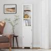 imageUTEX 64quot Freestanding Storage Cabinet Bathroom Tall Silm Cabinet with Doors and Adjustable Shelves Free Standing Linen Tower Home Storage Furniture WhiteWhite