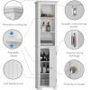imageUTEX 64quot Freestanding Storage Cabinet Bathroom Tall Silm Cabinet with Doors and Adjustable Shelves Free Standing Linen Tower Home Storage Furniture WhiteWhite