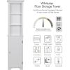 imageUTEX 64quot Freestanding Storage Cabinet Bathroom Tall Silm Cabinet with Doors and Adjustable Shelves Free Standing Linen Tower Home Storage Furniture WhiteWhite