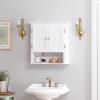 imageUTEX Bathroom Cabinet Wall Mounted Wood Hanging Cabinet Wall Cabinets with Doors and Shelves Over The Toilet EspressoWhite