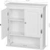 imageUTEX Bathroom Cabinet Wall Mounted Wood Hanging Cabinet Wall Cabinets with Doors and Shelves Over The Toilet EspressoWhite