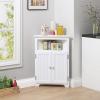 imageUTEX Bathroom Corner Storage Cabinet Small Floor Corner Cabinet with Doors and Adjustable Shelves Freestanding Narrow Storage Organizer for Bathroom Kitchen Living Room WhiteWhite