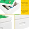 imageUTEX Buildable Cubby Storage with Building Baseplate Lid for Lego Wooden Building Blocks Organizer with 3 compartments Bricks Storage Bins Compatible with Lego and Duplo Bricks White