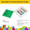 imageUTEX Buildable Cubby Storage with Building Baseplate Lid for Lego Wooden Building Blocks Organizer with 3 compartments Bricks Storage Bins Compatible with Lego and Duplo Bricks White
