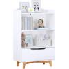 imageUTEX Kids Bookshelf Children Bookcases with Storage and Drawer Wood Kids Toy Storage Organizer for Playroom Nursery School White
