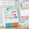 imageUTEX Kids Bookshelf Storage Book Shelf for Kids Rooms 4 Tier Sling Toddler Bookshelf Magazine Book Rack Children Book Organizer WhiteMulti Color