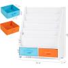 imageUTEX Kids Bookshelf Storage Book Shelf for Kids Rooms 4 Tier Sling Toddler Bookshelf Magazine Book Rack Children Book Organizer WhiteMulti Color