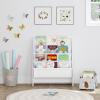 imageUTEX Kids Bookshelf Storage Book Shelf for Kids Rooms 4 Tier Sling Toddler Bookshelf Magazine Book Rack Children Book Organizer WhiteWhite