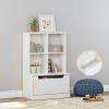 imageUTEX Kids Bookshelf and Toy Storage Organizer Toddlers Bookcase with Cubbies Adjustable Wood Shelf with Drawer for Bedroom Playroom Nursery White