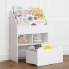 imageUTEX Kids Bookshelf with Movable Toy Box Toddler Book Shelf and Toy Storage Children Book Display Rack Toy Chest Combo for Kids Room ampamp Nursery White