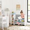 imageUTEX Kids Bookshelf with Reading Nook Toddler Bookcase Bench and Toy Storage Organizer with Seat and Back Cushion Reading Corner with Bins for Bedroom ampamp Entryway White