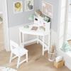 imageUTEX Kids Desk Kids Corner Desk and Chair Set Children Study Table with Storage and Hutch for Home School Use White