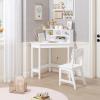 imageUTEX Kids Desk Kids Corner Desk and Chair Set Children Study Table with Storage and Hutch for Home School Use White