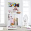 imageUTEX Kids Dress Up Storage Kids Costume Organizer Center Open Hanging Armoire Closet Kids Armoire with Rack for Toddler 3 Age White