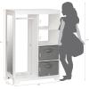 imageUTEX Kids Dress Up Storage with Full Length Mirror Kids Armoire with 2 Storage Bins Opening Hanging Costume Closet Wardrobe Pretend Storage Closet Armoire Dresser