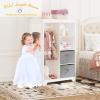 imageUTEX Kids Dress Up Storage with Full Length Mirror Kids Armoire with 2 Storage Bins Opening Hanging Costume Closet Wardrobe Pretend Storage Closet Armoire Dresser