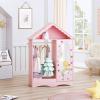 imageUTEX Kids Dress Up Storage with Mirror Kids Wardrobe Closet Dress Up Armoire for Little Girls Open Hanging Costume Organizer with Storage Cabinet for Kids Room Playroom