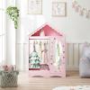 imageUTEX Kids Dress Up Storage with Mirror Kids Wardrobe Closet Dress Up Armoire for Little Girls Open Hanging Costume Organizer with Storage Cabinet for Kids Room Playroom