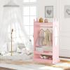 imageUTEX Kids Dress up Storage with MirrorCostume Wardrobe for Kids Open Hanging Armoire ClosetPretend Storage Closet Costume Storage Dresser PinkPink