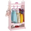 imageUTEX Kids Dress up Storage with MirrorCostume Wardrobe for Kids Open Hanging Armoire ClosetPretend Storage Closet Costume Storage Dresser PinkPink
