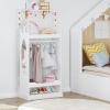 imageUTEX Kids Dress up Storage with MirrorCostume Wardrobe for Kids Open Hanging Armoire ClosetPretend Storage Closet Costume Storage Dresser PinkWhite