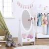 imageUTEX Kids Full Length Mirror Kids FreeStanding Dressing Mirror with Adjustable Viewed Wooden Kids Dressing Up Storage for 37 Years Old White