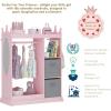 imageUTEX Kids Play Armoire with Mirror Storage Bins and Closet for Dress Up and Costumes WhitePink