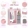 imageUTEX Kids Play Armoire with Mirror Storage Bins and Closet for Dress Up and Costumes WhitePink