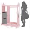 imageUTEX Kids Play Armoire with Mirror Storage Bins and Closet for Dress Up and Costumes WhitePink