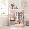 imageUTEX Kids Play Armoire with Mirror Storage Bins and Closet for Dress Up and Costumes WhitePink
