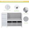 imageUTEX Kids Reading Nook Bench with Bookshelf Kids Bookcase and Storage Organizer with Seat Cushion Reading Bench with Bins for Bedroom ampamp Entryway White