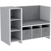 imageUTEX Kids Reading Nook Bench with Bookshelf Kids Bookcase and Storage Organizer with Seat Cushion Reading Bench with Bins for Bedroom ampamp Entryway White