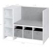 imageUTEX Kids Reading Nook Bench with Bookshelf Kids Bookcase and Storage Organizer with Seat Cushion Reading Bench with Bins for Bedroom ampamp Entryway White