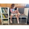 imageUTEX Kids Reading Nook Bench with Bookshelf Kids Bookcase and Storage Organizer with Seat Cushion Reading Bench with Bins for Bedroom ampamp Entryway White