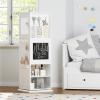 imageUTEX Kids Rotating Bookshelf Tower Revolving Bookcase with Blackboards and Hooks Toy Storage Organizer for Kids Room Nursery Bedroom Living Room White