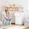 imageUTEX Kids Study Desk with Chair Kids Desk and Chair Sets with Hutch and Storage Cabinet Wooden Children Study Table Student Writing Table Computer Workstation for 512 Years Old