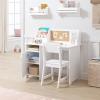imageUTEX Kids Study Desk with Chair Wooden Children School Study Table with Hutch and Chair for 38 Years Old Students Study Computer Workstation ampamp Writing Table for Home School UseWhite