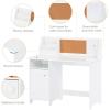 imageUTEX Kids Study Desk with Chair Wooden Children School Study Table with Hutch and Chair for 38 Years Old Students Study Computer Workstation ampamp Writing Table for Home School UseWhite