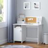 imageUTEX Kids Study Desk with Storage Wooden Children School Study Table with Hutch and Storage Cabinet for 38 Years Girls Boys Students Study Computer Workstation Writing Table WhiteWhite