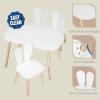 imageUTEX Kids Table and Chair Set Toddler Table with Bunny Chair and Bench 3 Pieces Wooden Children Table for Kids Room Classroom Nursery White