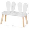 imageUTEX Kids Table and Chair Set Toddler Table with Bunny Chair and Bench 3 Pieces Wooden Children Table for Kids Room Classroom Nursery White