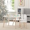 imageUTEX Kids Table and Chair Set Toddler Table with Bunny Chair and Bench 3 Pieces Wooden Children Table for Kids Room Classroom Nursery White